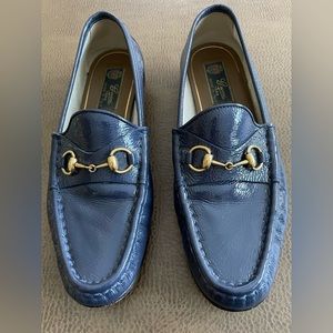 Gucci 1953 Horesbit Patent Leather Loafers in Navy/Blue Size 38.5
